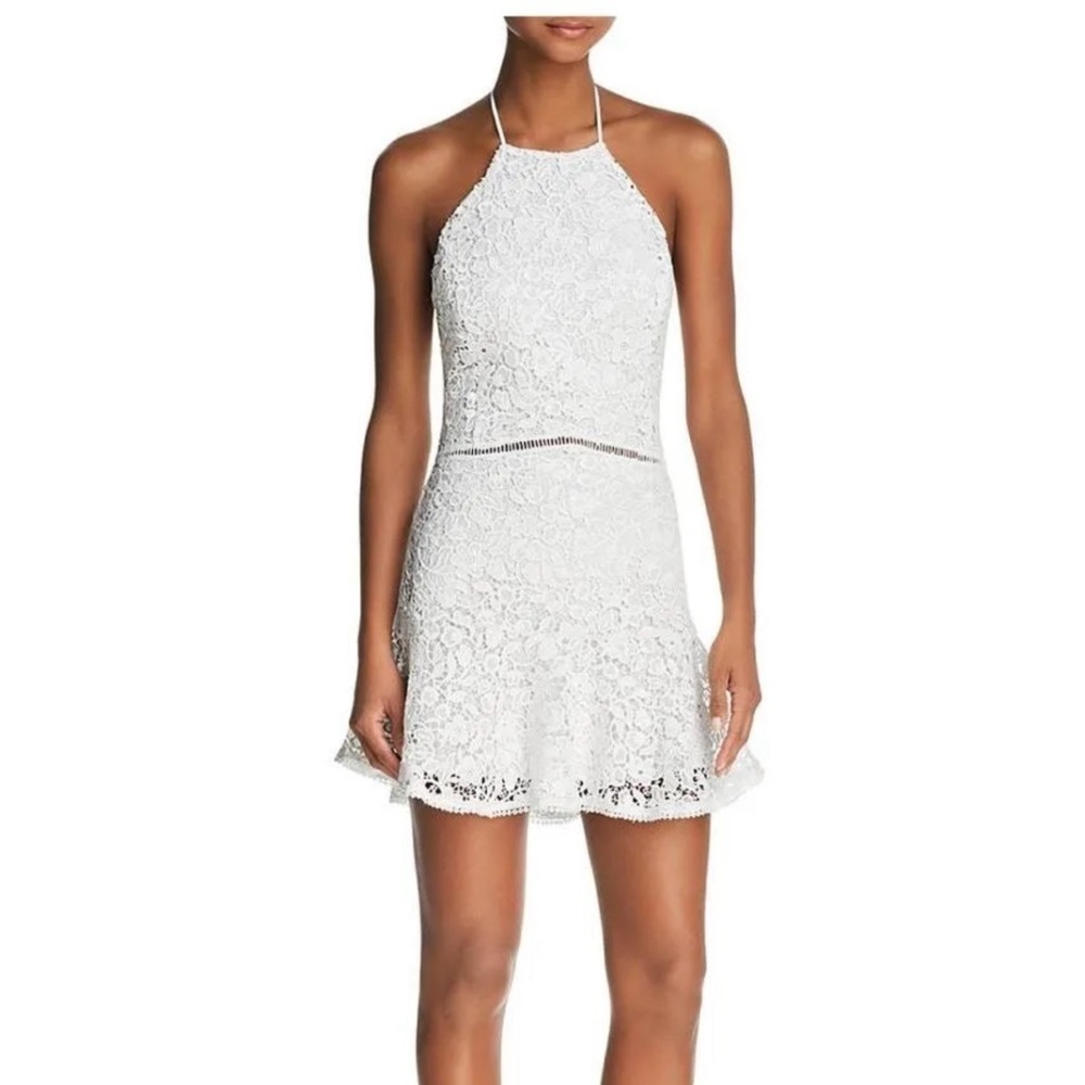 Karina Grimaldi White Benita Lace Mini Dress XS